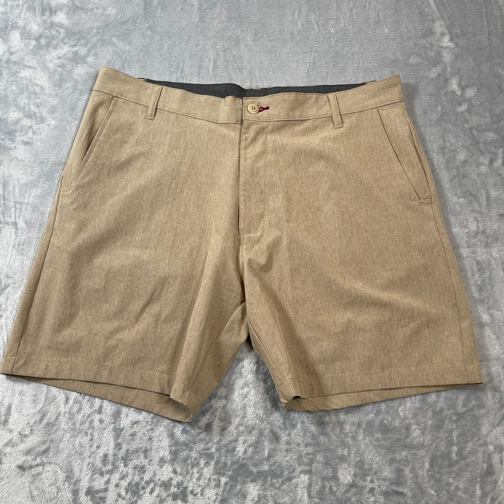 Ron Jon Surf Shop Mens Shorts Size 36 Hybrid Tan Heathered Quick Dry Stretch